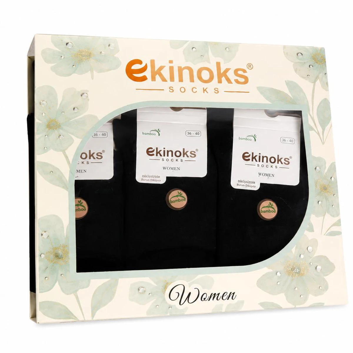 Dikişsiz - 12'Lİ METAS DESEN KADIN BAMBU ORTA KONÇ SOKET 