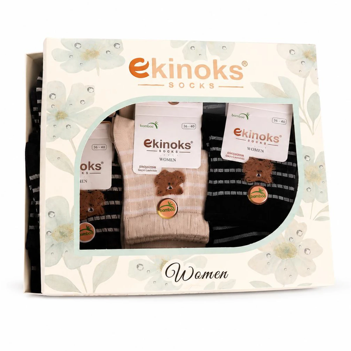 Dikişsiz - 12'Lİ JUDE DESEN KADIN BAMBU ORTA KONÇ SOKET ASORTİ