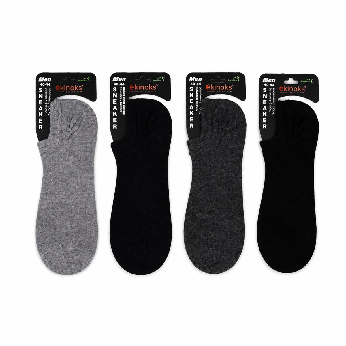 Dikişsiz - 12'Lİ BLACK ERKEK BAMBU SNEAKER ASORTİ