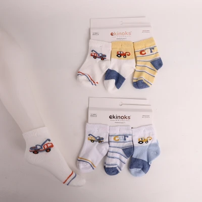 Dikişsiz - 12'Lİ SOLE DESEN ERKEK BEBE MEVSİMLİK SOKET ASORTİ